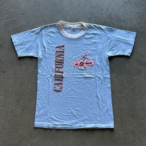 Vintage 70s California Shirt Size Medium Light Blue Venice Beach Los Angeles